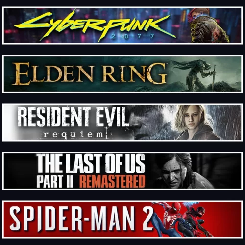 Cyberpunk +Elden +Evil 9+TLOU2 +Spider 2